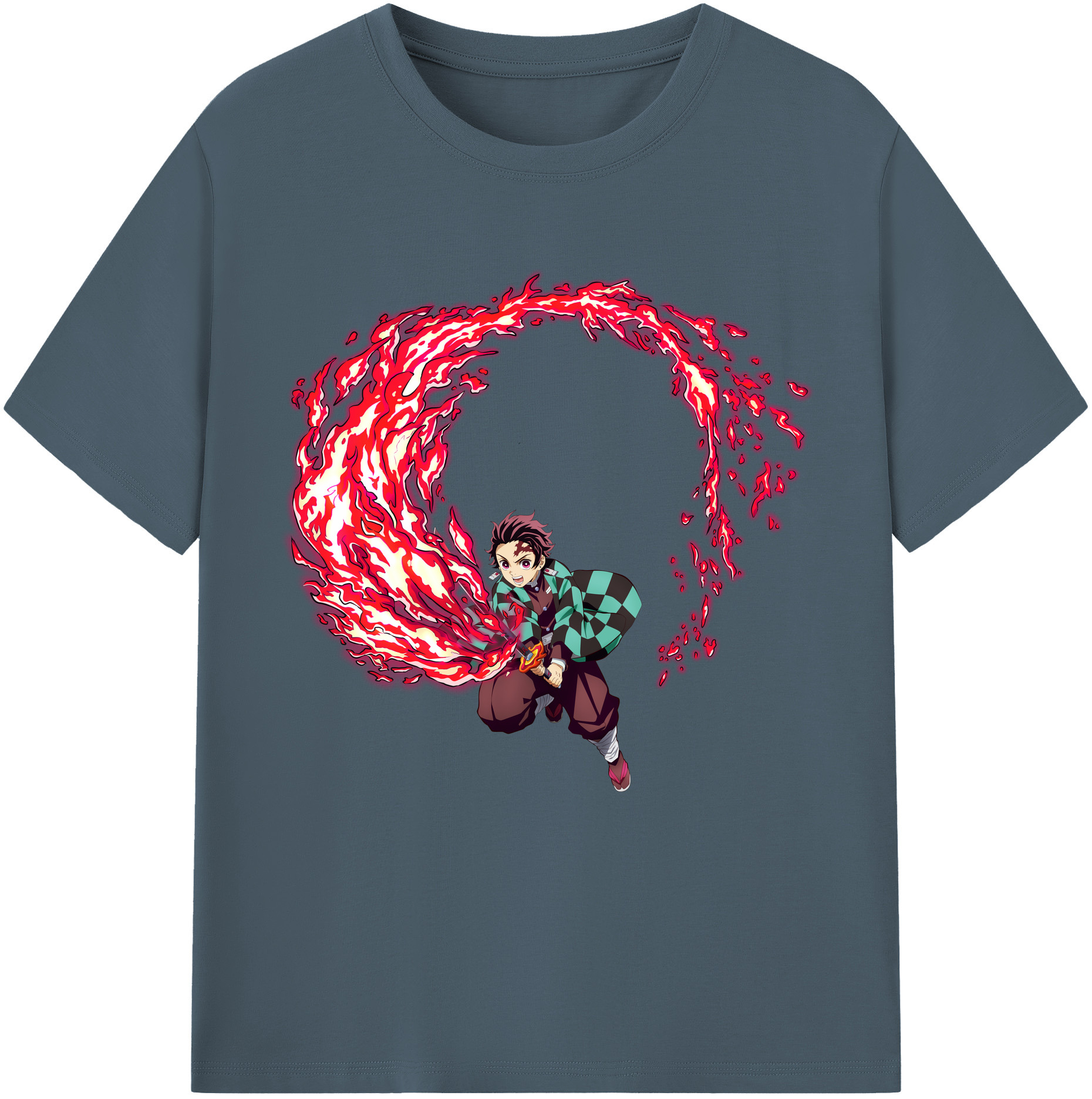 （画像用） 鬼滅の刃 竈門 炭治郎／かまど たんじろう Kamado Tanjirou 綿100％半袖Tシャツ（フロントプリント）